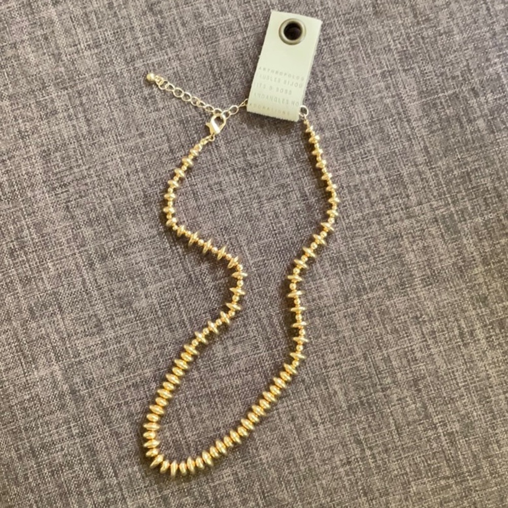 Anthropologie Gold Beaded Necklace NWT